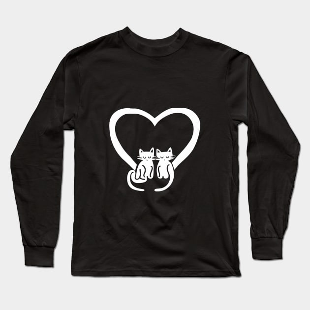 Cats in Love, 2 cats with heart, lovable and cuddly for any cat lover Long Sleeve T-Shirt by 1FunLife